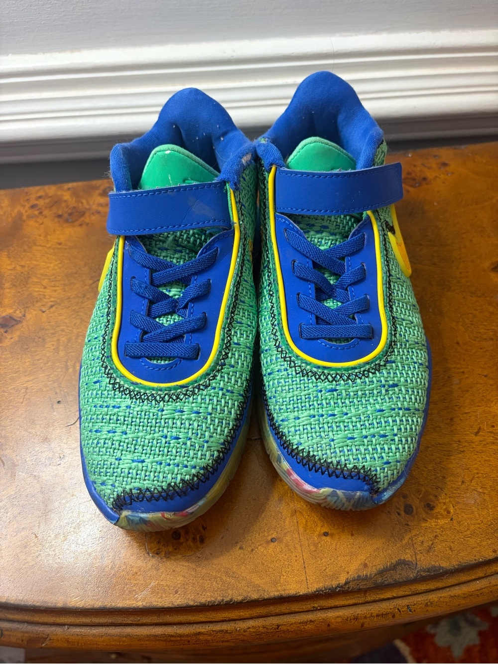 Nike Kids Green & Blue Sneakers with Yellow Trim